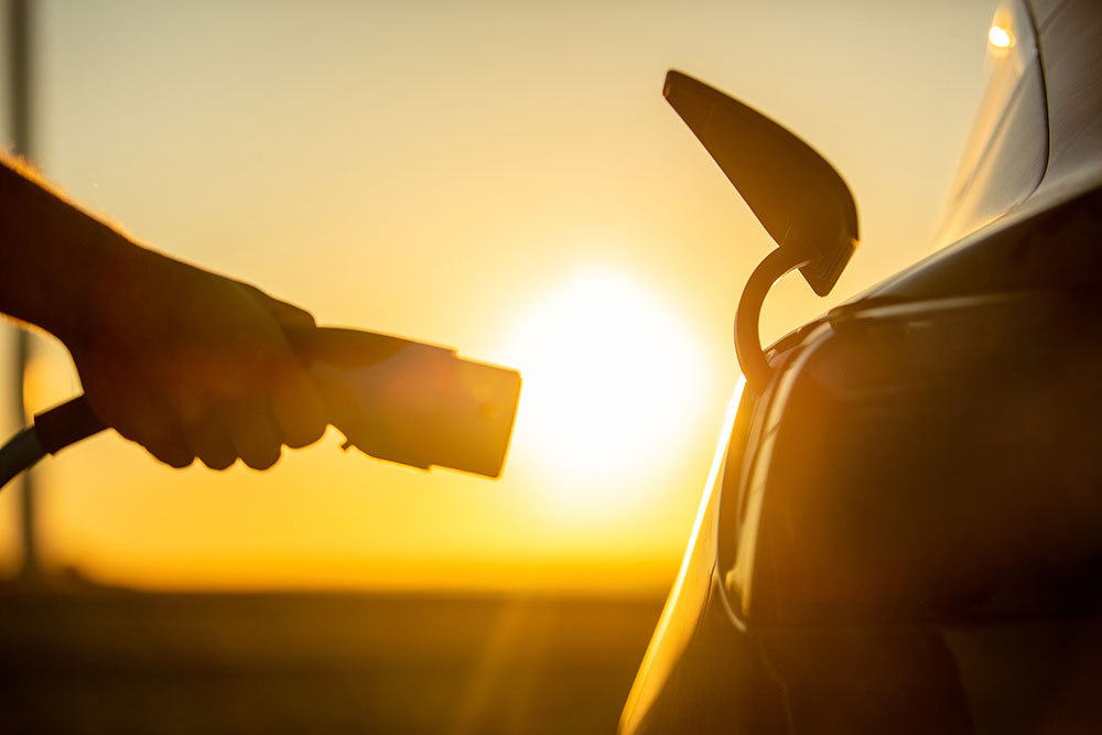 An EV being recharged.