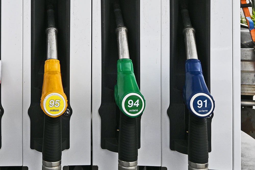 Fuel pumps with different octane levels.