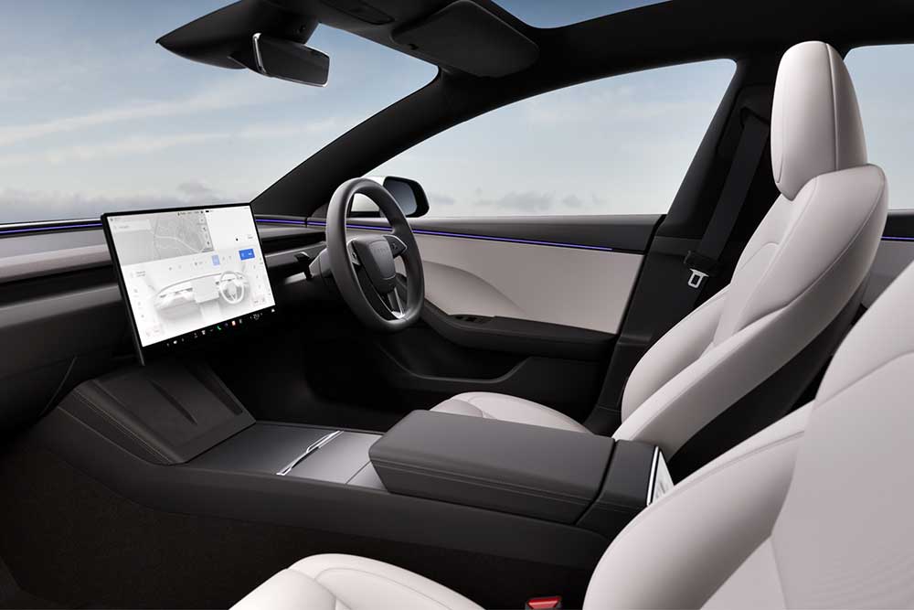 Interior of Tesla Model 3.