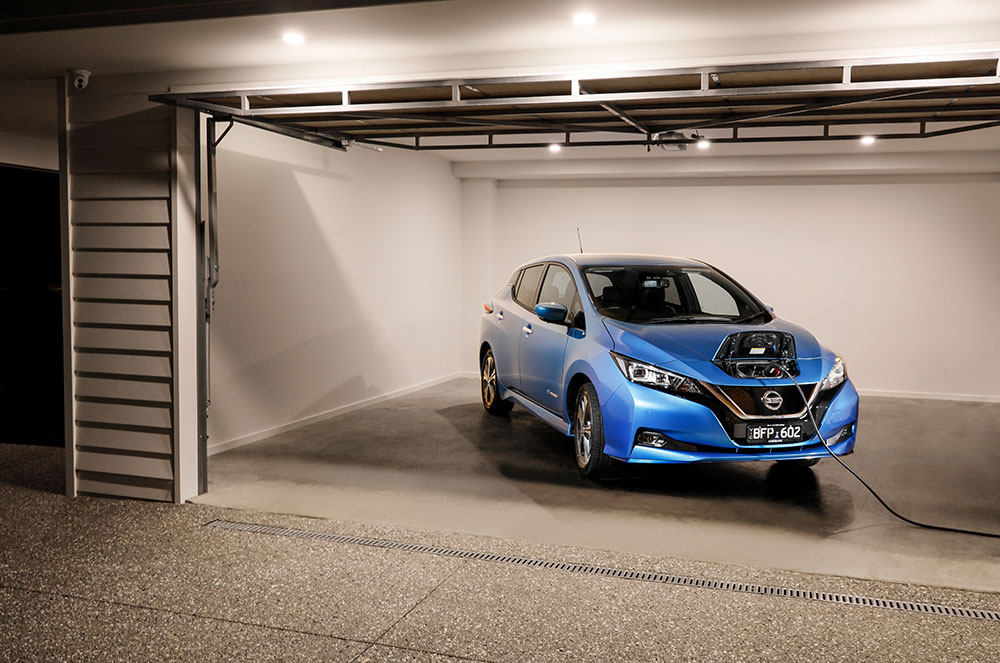 Nissan Leaf EV recharging.