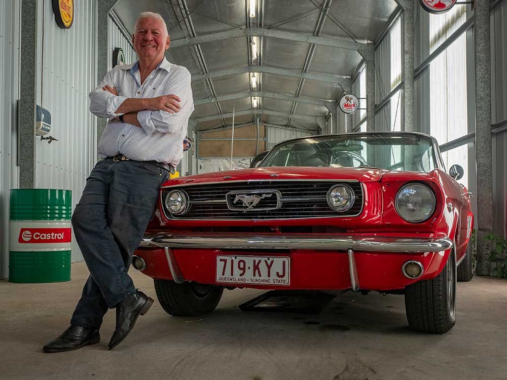Summit Estate owner Bob McKenzie with his Ford Mustang