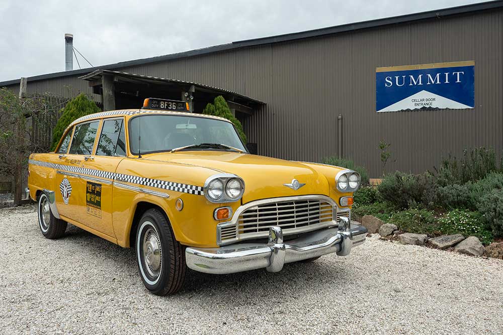 A New York taxi at Summit Estate Wines.