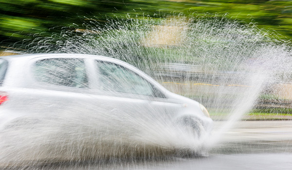 Car splashing water