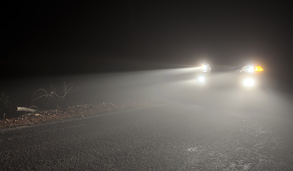 vehicle with fog lights on