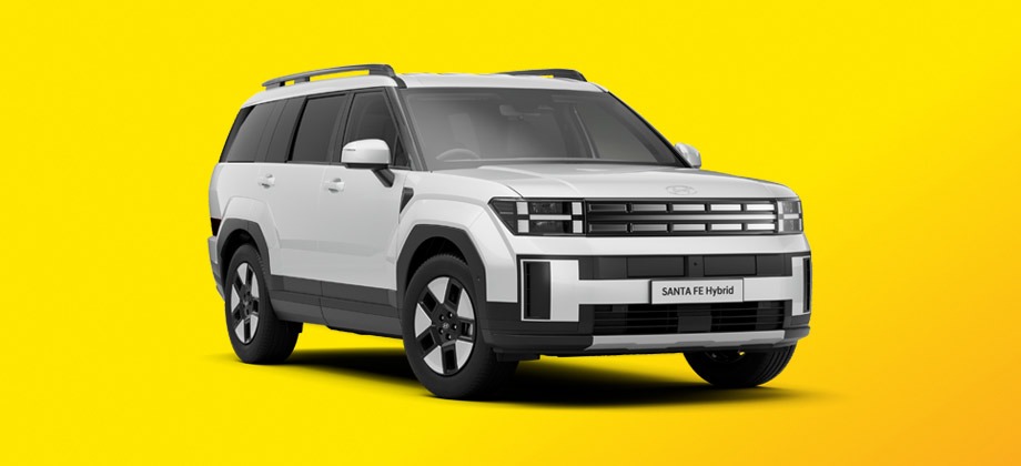 White Hyundai Santa Fe on yellow