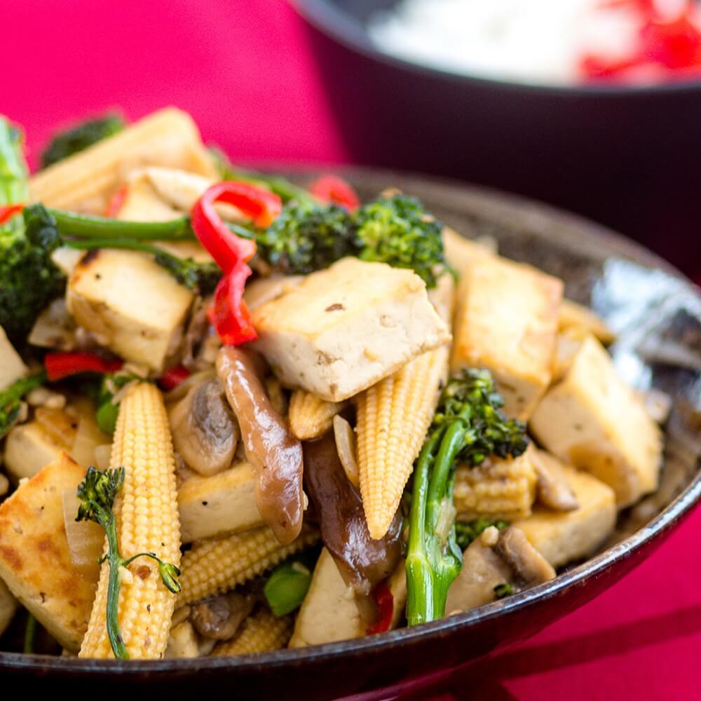 Vegie fiesta tofu stir-fry recipe